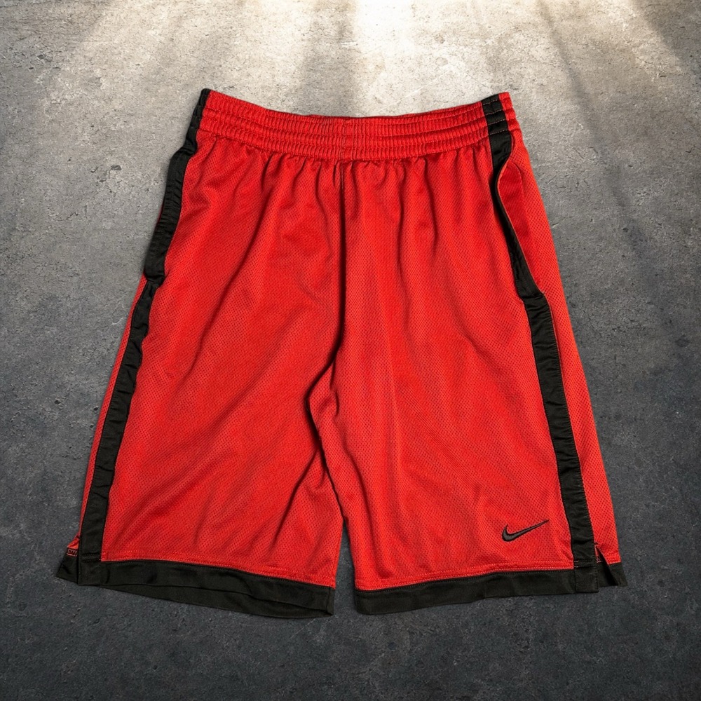 Nike Basketball Mesh Shorts Red Black Striped Size Small Y2K Retro Skater